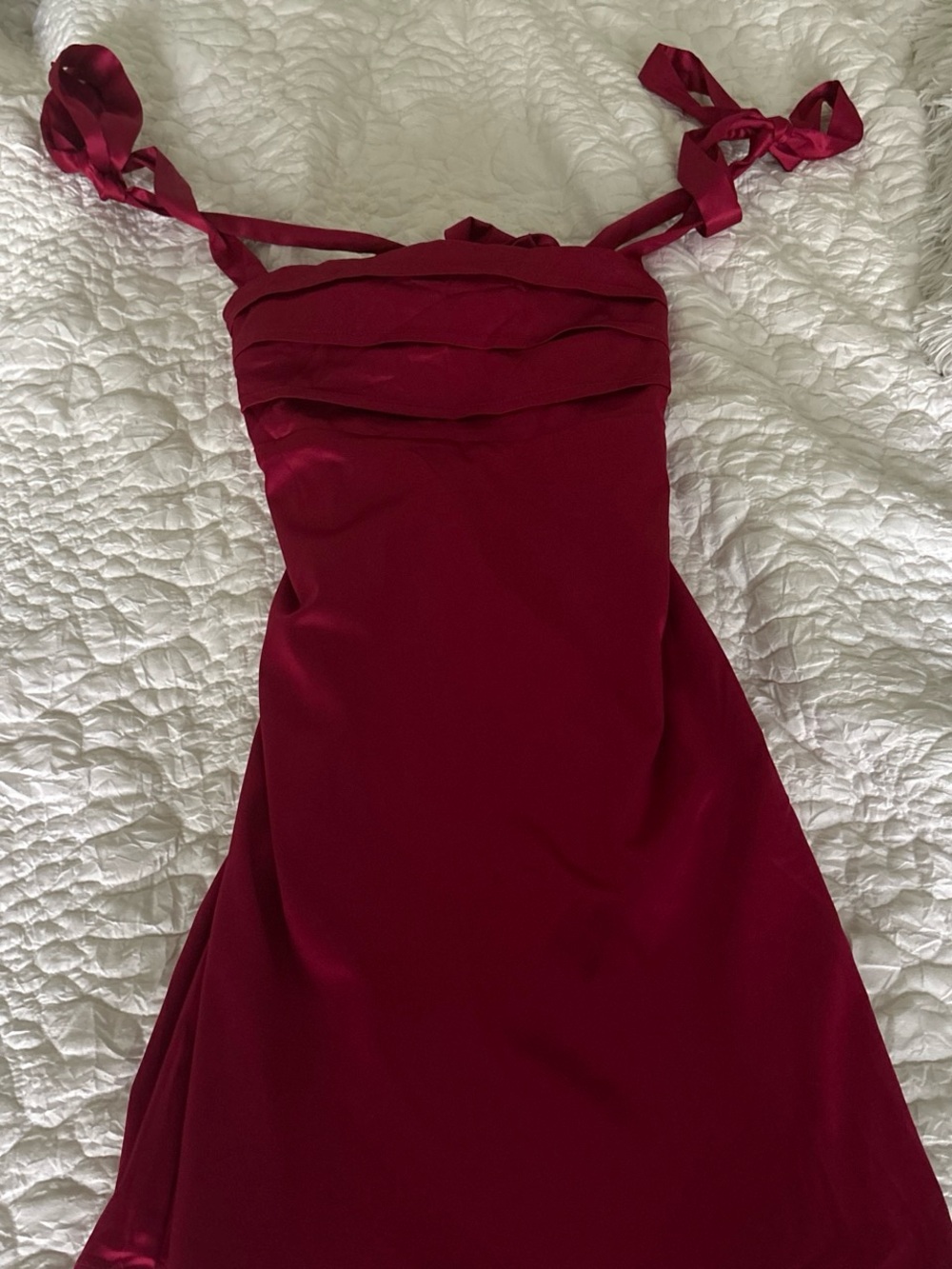 Elegant Burgundy Tie-Shoulder Dress